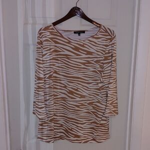 NWOT Lynn Ryan Long Sleeve Top 2X Tiger Stripes In Giraffe Colors